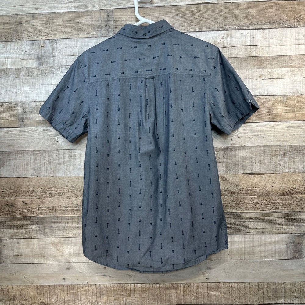 Ben Sherman Mens Navy Dotted Guitar Short Sleeve Button Down Shirt Size Small - Picture 4 of 7